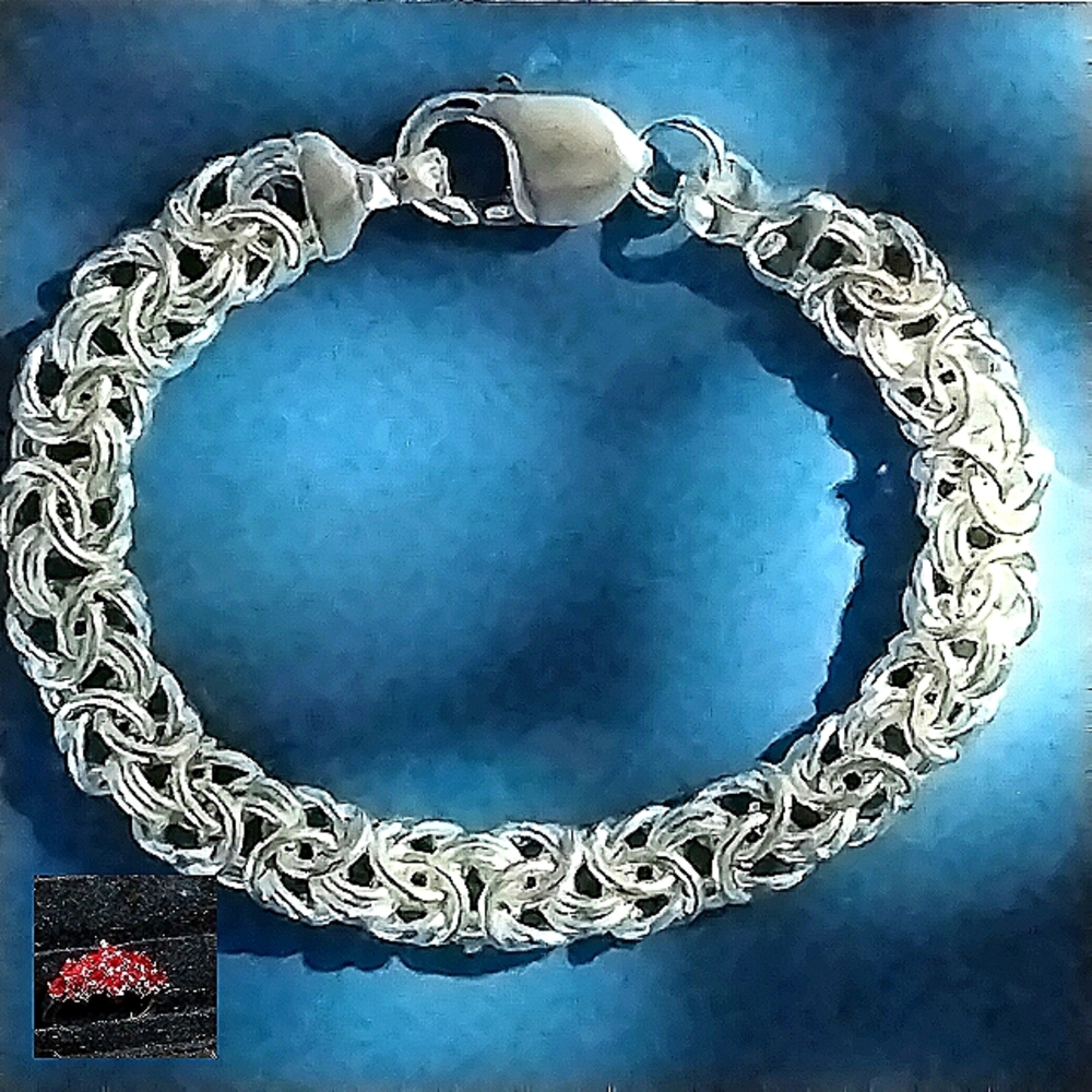 🔥NWT- BYZANTINE, MULTI-LINKED STERLING SILVER BRACELET. 7-1/2 INCHES LONG.